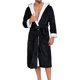 thumbnail image 1 of Batas de hombre informales de color liso con cuello en V, capucha, bolsillos, cuerda para atar, mangas largas, pijama de poliéster., 1 of 3