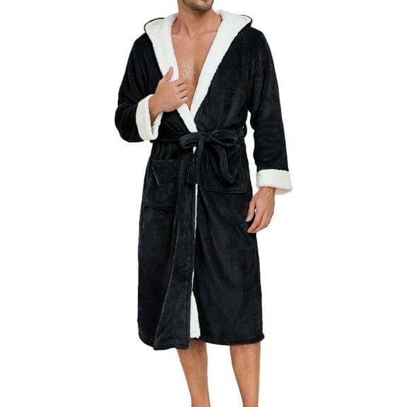 Christmas Clearance! ZVNAΖH Mens Soft Robe, Plush Fluffy Fleece Bathrobe, Long Fuzzy Spa Bath Robe, Gifts for Men, Winter Loungewear