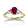 1/4 Carat Diamond and Ruby 14kt Yellow Gold Three-Stone Ring — Keepsake Shangri La
