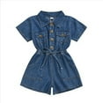 thumbnail image 3 of Été Bébé Enfant Fille Barboteuse en Denim Combinaison Vêtements une-Pièce, 3 of 5