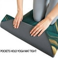 thumbnail image 3 of Teal Gold Marble Pattern Hot Yoga Mat Towel Non Slip for Hot Yoga - Quick-Drying Yoga Mat Cover with 4 Corner Pockets with Travel Bag - Hot Yoga Towel Non Slip Grip Moisture Wicking Sweat 70"x26", 3 of 6