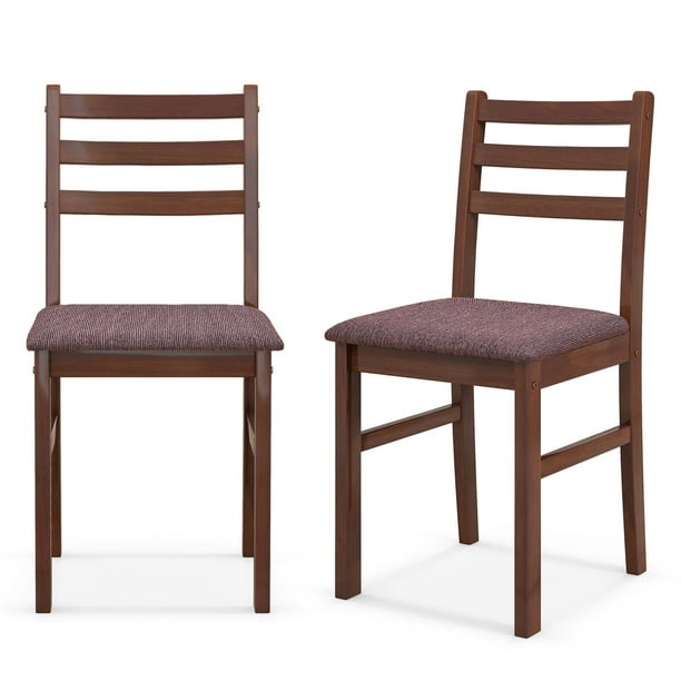 Costway Set of 2 Wooden Dining Chairs MidCentury Armless Chairs with