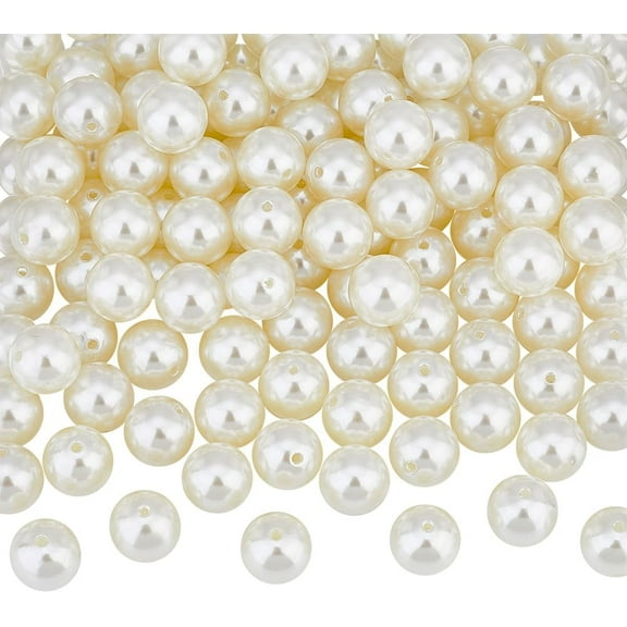 120 Pcs 20mm Large Pearl Beads Acrylic Round Beads Creamy White Loose Beads for Jewelry Making Pearls for Crafts Creamy White Craft Beads Party Home Decoration (Hole: 2mm) White