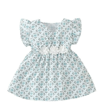

JDEFEG Dress Girls Size10 Baby Girls Floral Spring Summer Sleeveless Princess Dress Clothes Easter Outfits for Girls Size 7 Girls Tops Green 92