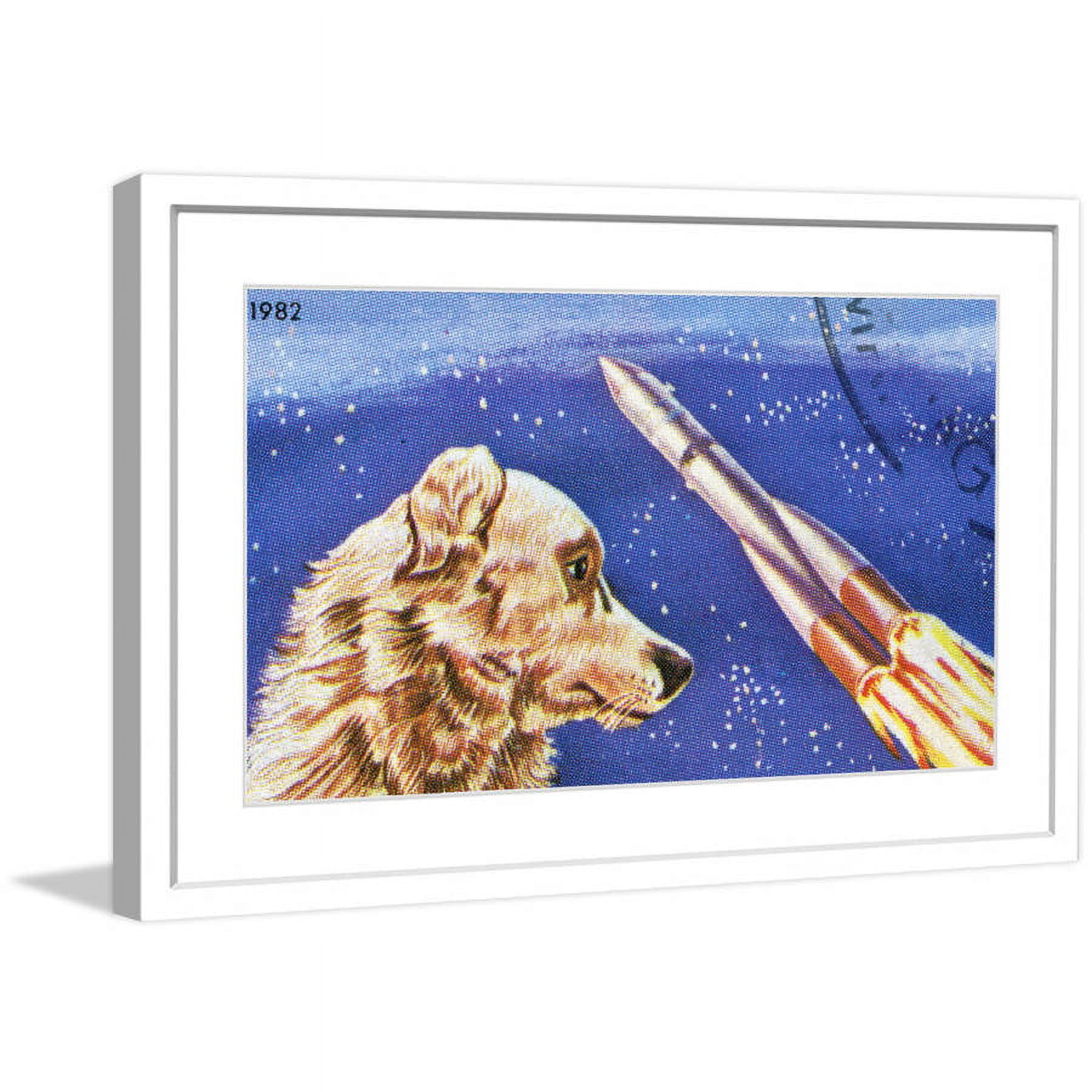 "Dog Watches Takeoff" Framed Painting Print