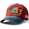 thumbnail image 3 of U.S. 250th Anniversary Patriotic Hat, Adjustable Vintage Washed Baseball Cap with USA Flag Printed Design, Celebrate America’s 250 Years of Freedom and Heritage, Classic Unisex Commemorative Cap, 3 of 9