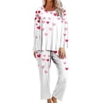 thumbnail image 2 of Rciityk Plus Size Pajamas for Women Set Valentines Day Lounges Cute Heart Print Crew Neck Long Sleeve with Pants Pjs Sets Ladies Pajamas Sets, 2 of 6
