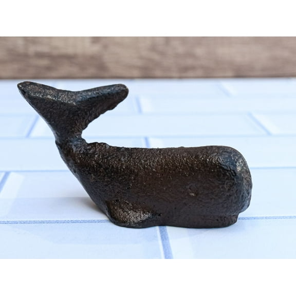Nautical Marine Rustic Vintage Cast Iron Sperm Whale Decorative Figurine 3" L