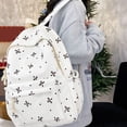 thumbnail image 5 of CoreLiving Preppy Bow Backpack Purse for Women, 16.5 Inch Casual Laptop Bookbag Rucksack for Travel, Aesthetic Daypack Hiking Bag Work Tote for Women, White, 5 of 6