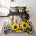 thumbnail image 2 of Homewish Kawaii Butterflies Sunflower 7-Piece Bedding Comforter Set,Rustic Farmhouse Cabin King Bedding Sets,Old Wooden Board Bed Sheets For Bots Kids,Super Cozy Room Decor Reversible, 2 of 8