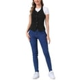 thumbnail image 3 of INSPIRE CHIC Women's Denim Vest Halter Neck Button Down Backless Jean Waistcoat S Black, 3 of 6