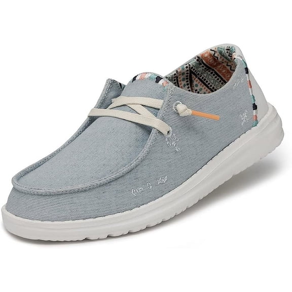 Hey Dude Womens Wendy Boho Light Denim Casual 10 Blue