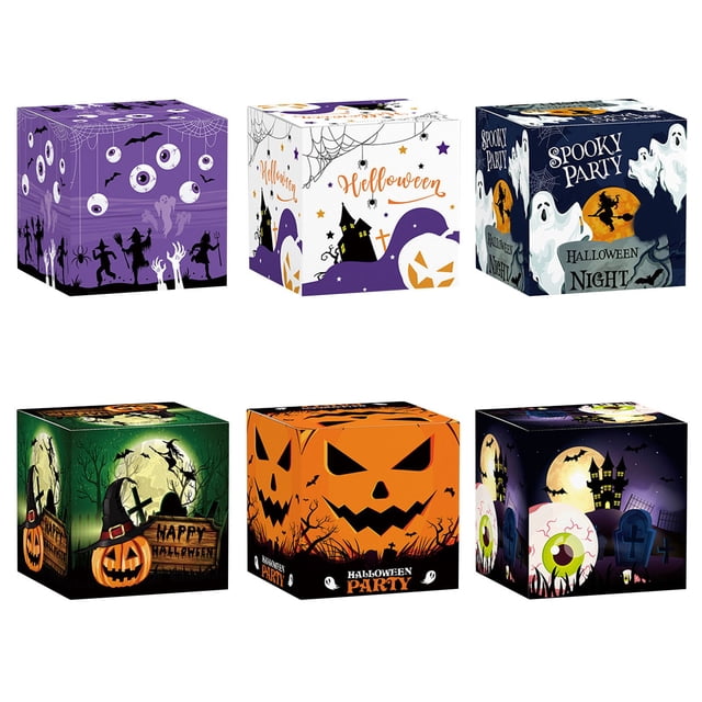 Halloween Party Favor Boxes - 6 Pack, Spooky Treat Boxes for Candy, Gifts, and Decorations