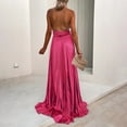 thumbnail image 5 of Womens Casual Solid Sleeveless Slitting Halter Neck Hem Long Dresses Sexy Summer Boho Floral Formal Sundresses Wedding Guest Prom Bodycon Cocktail Dresses A68-10020, 5 of 8