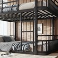 thumbnail image 5 of Leumius Full over Full Bunk Bed Frame with Ladders & Guardrails, Upgraded Round-Pipe Metal Frame, Stylish & Versatile for Any Room,Black, 5 of 9
