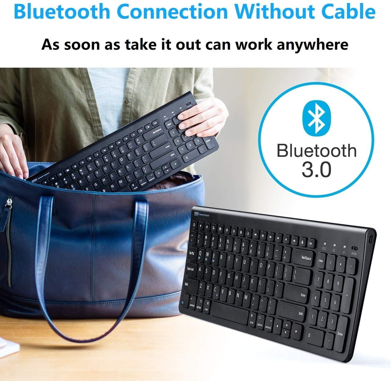 Foldable Bluetooth Keyboard, Rechargeable Wireless Ultra-thin Pocket Gray