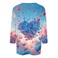 thumbnail image 4 of TrendVibe365 Valentines Womens Tops Womens Plus Size Tops 3/4 Sleeve Crew Neck Polyester Casual Love Heart Printed Lover Gift Blouse Tops for Valentines Gifts Pink M, 4 of 5