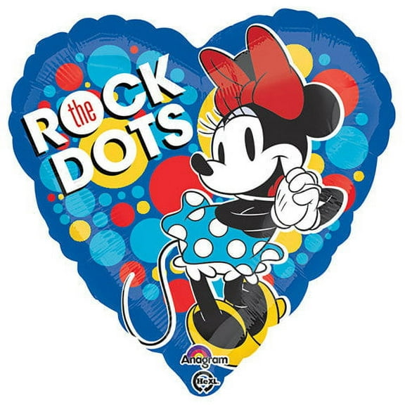 18 inch Minnie Rock The Dots Foil Mylar Balloon - Party Supplies Decorations