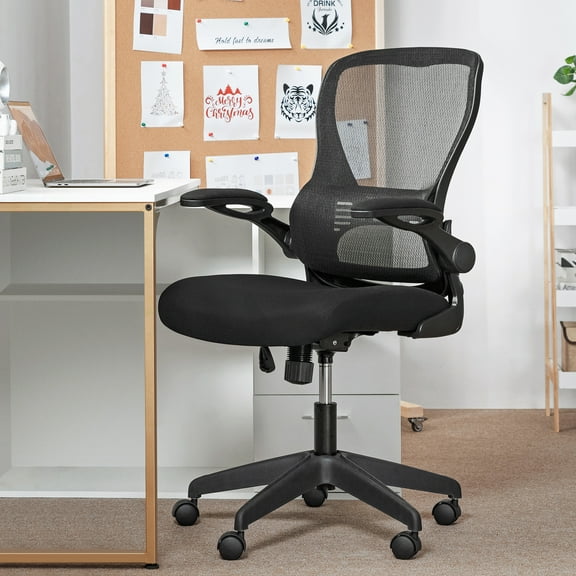 Hoffree Ergonomic Office Chair Mesh High Back Desk Chair with Adjustable Lumbar Support Swivel Computer Chair with Flip-up Armrests for Home Office