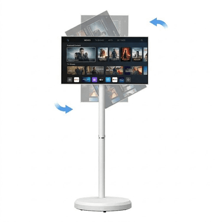 FantasyView 22" Portable Smart TV on Wheels, Touch Screen, 1080P FHD, Android 15, 4GB+64GB, 6000mAh Battery, 360° Rotating