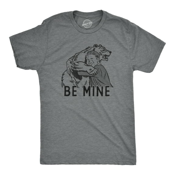Mens Be Mine T Shirt Funny Valentines Day Mean Bear Hug Joke Tee for Guys Graphic Tees