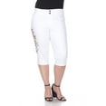 thumbnail image 2 of Women's Plus Size White Embroidered Capri Jeans, 2 of 6
