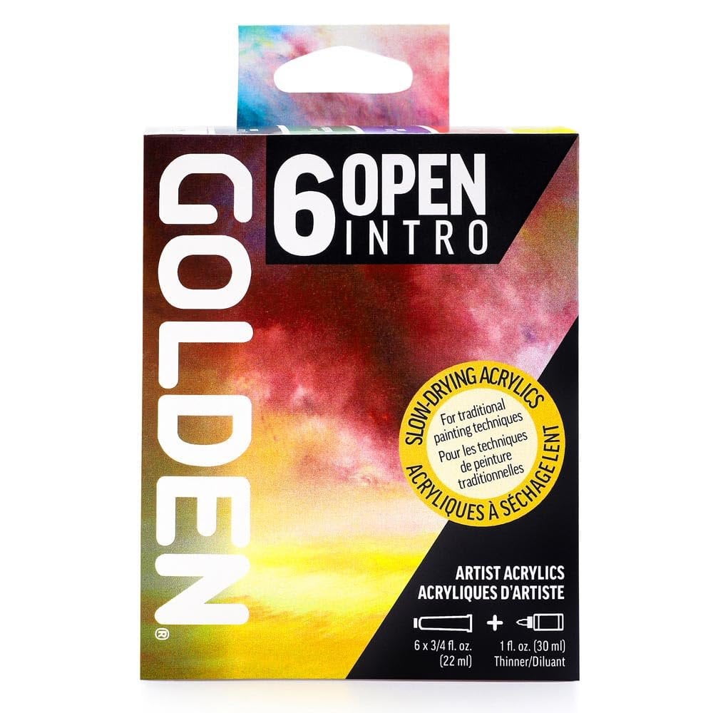 Golden Open Acrylics - Set of 6, Intro Colors with Thinner, 22 ml