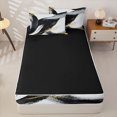 thumbnail image 4 of Homewish Black Golden Watercolor Zipper Queen Comforter Set with Fitted Sheet and 2 Pillowcases,Abstract Modern Zipper Bedding Set,Black Reversible,4pcs, 4 of 8