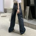 thumbnail image 3 of Rimocy - Pantalones vaqueros holgados y rotos para mujer, de cintura alta y pierna ancha, estilo Harajuku, 2023, 3 of 6
