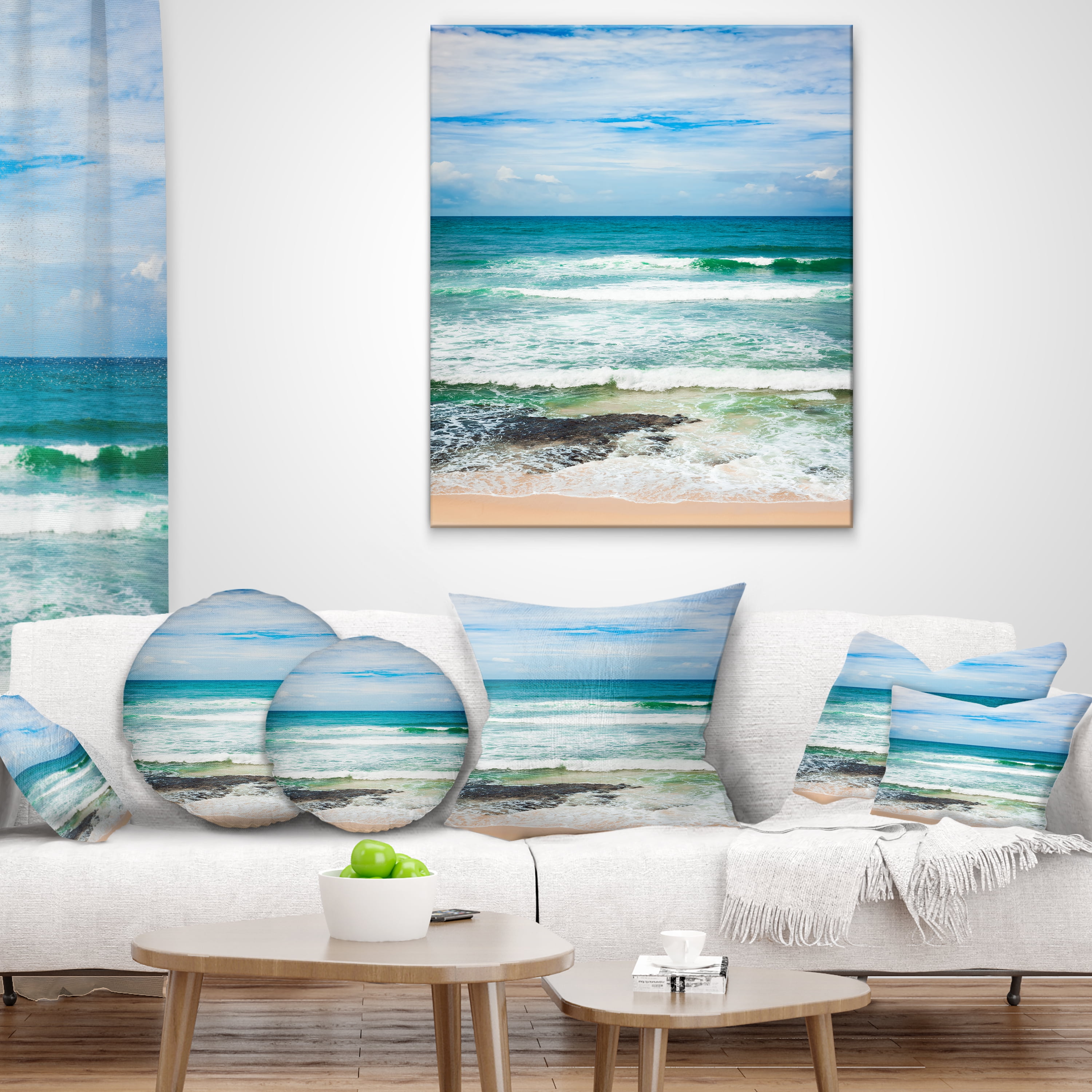 Designart Indian Ocean - Seascape Photography Throw Pillow - 12x20