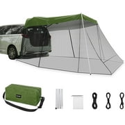 Car Awning Sun Shelter with Mosquito Net, Portable SUV Tent Tailgate Shade Car Canopy for Outdoor Camping Car Travel (Army Green)
