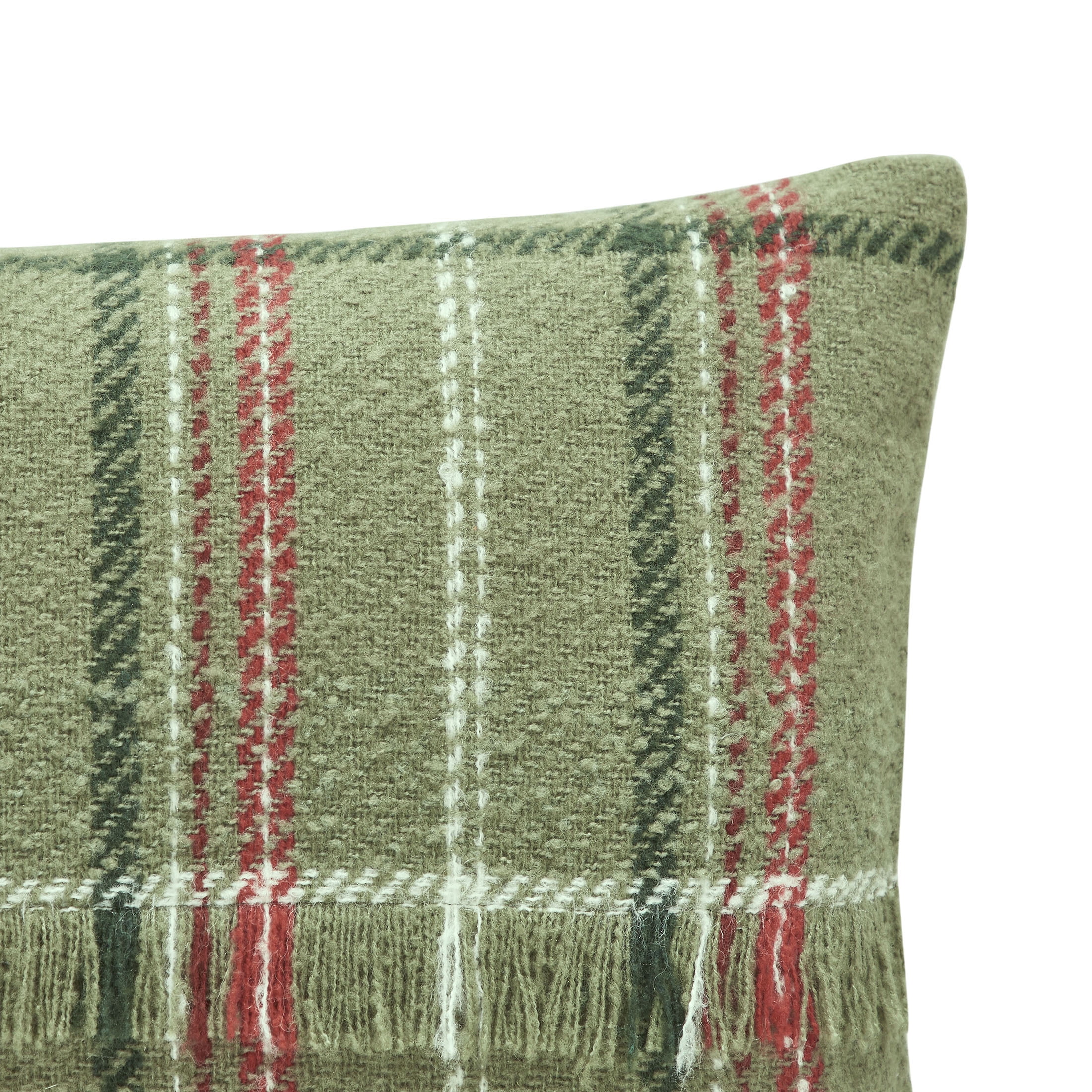 Better Homes & Gardens 14" x 20" Green Mohair Plaid Holiday Decorative Pillow