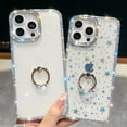 thumbnail image 2 of Allytechgroup Slim Case for iPhone 16e with Ring Holder, Bling Sparkly Diamond Rhinestones Hard PC Soft TPU Phone Shell for Women Girls Shockproof Protective Back Cover Bumper, C, 2 of 10