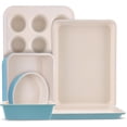 thumbnail image 1 of NutriChef Ceramic-Coated Nonstick Bakeware Set – Baking Sheets & Oven Trays, Quality Kitchenware for Cooking & Baking, Aqua & White, 6pc, 1 of 4