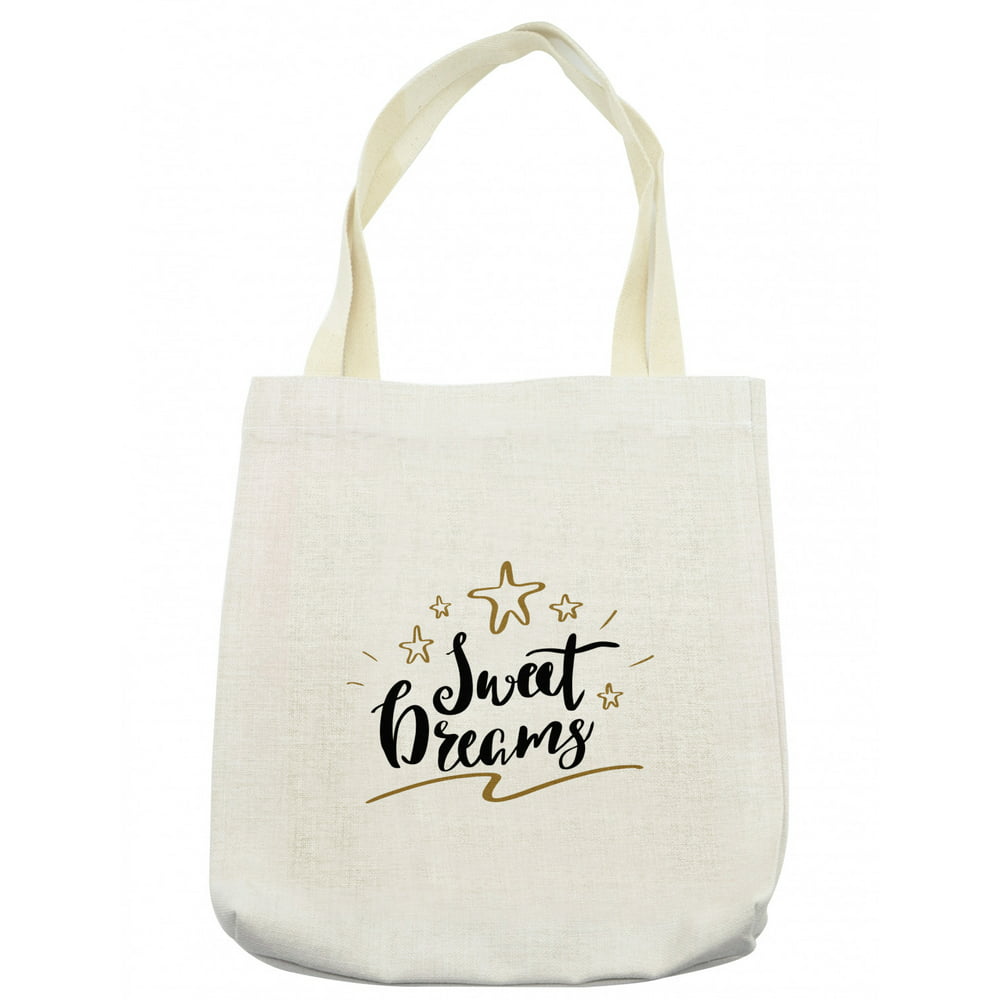 Saying Tote Bag, Hand Written Style Typography with Doodle Stars ...