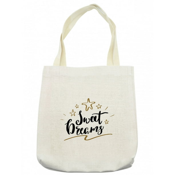 Saying Tote Bag, Hand Written Style Typography with Doodle Stars