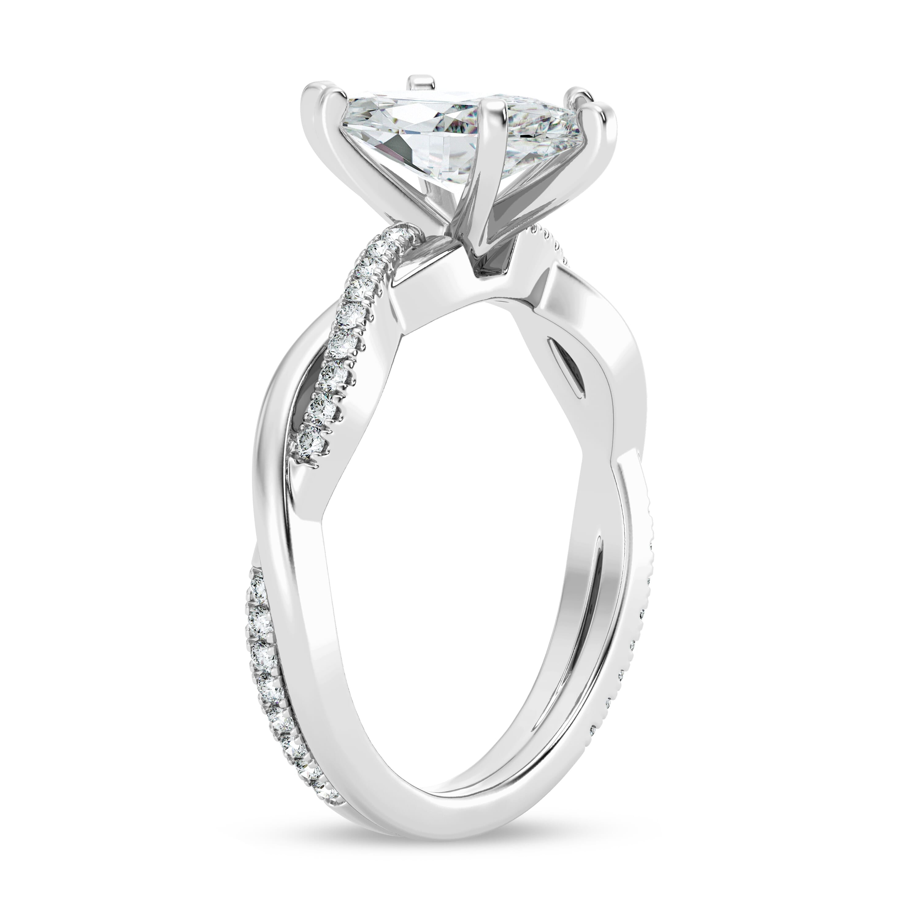 Oryn Jewel Lab Created Marquise Diamond Solitaire Ring - 2.3 Ct Twisted Shank Engagement Ring for Women - Stylish Party Wear 14K White Gold Over Jewelry - Diamond Rings for Her Special Events