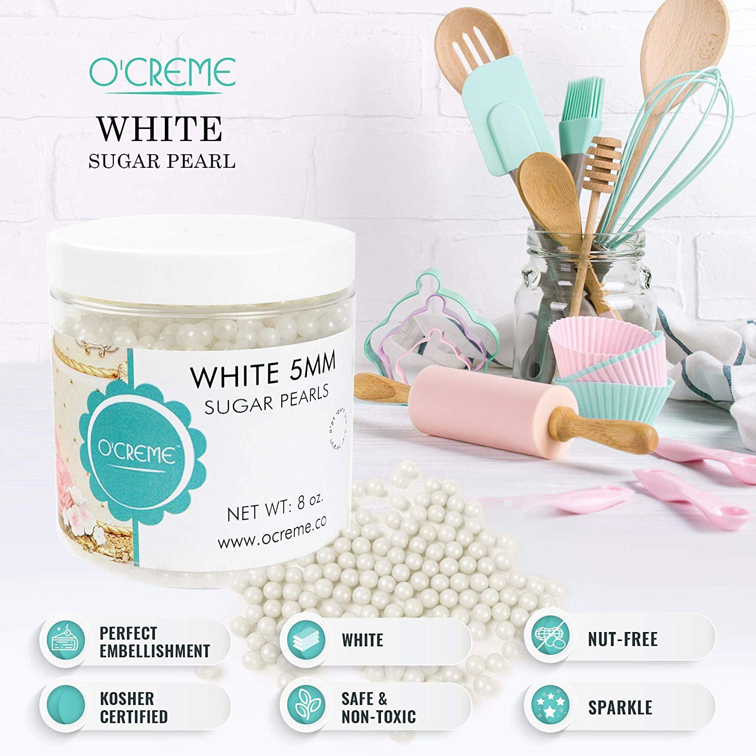 Edible Sugar Pearls (White) - 4ozEdible Cake Supplies Cookie Cupcake Cake  pop Ice-cream Dessert icing Decoration — SprinkleDeco