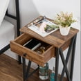 thumbnail image 4 of VECELO 27.6" Tall Nightstand with Drawer and Low Shelf, Industrial Side End Table for Bedroom/Living Room/Office, Brown, 4 of 8