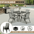 thumbnail image 5 of Pirecart 5-Piece Outdoor Patio Dining Table Set with 4 Stackable Textilene Chairs for for Patio, Lawn, Garden, Gray, 5 of 9