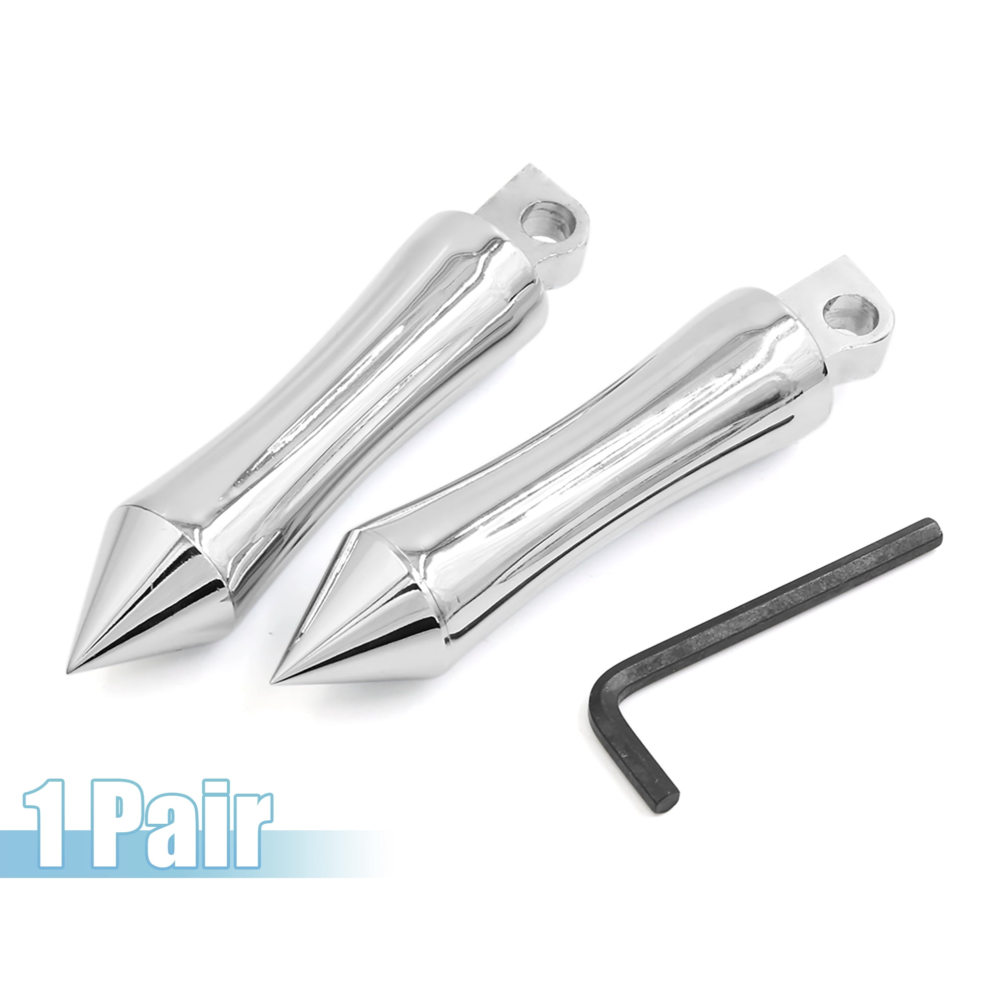 Unique Bargains 1 Pair 10.35mm Aluminum Alloy Motorcycle Rearsets Footpeg Silver Tone