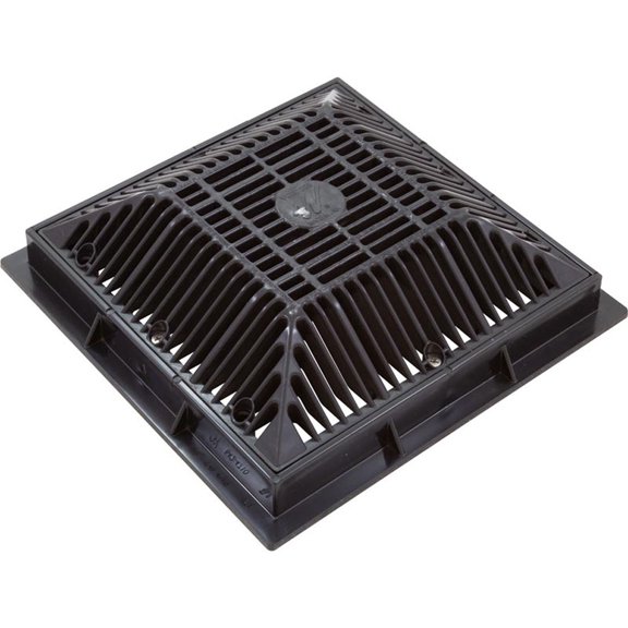 WATERWAY PLASTICS 640-4791V Main Drain Grate 9"x 9" with Frame (2011) Black