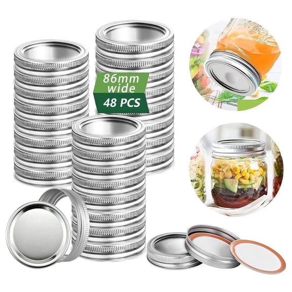 Canning Lids and Rings Wide Mouth -12PACK /24PCS Large Mouth Mason Jar Lids with Rings Silicone Seals for Ball or Kerr Jars(24pcs/12pack)