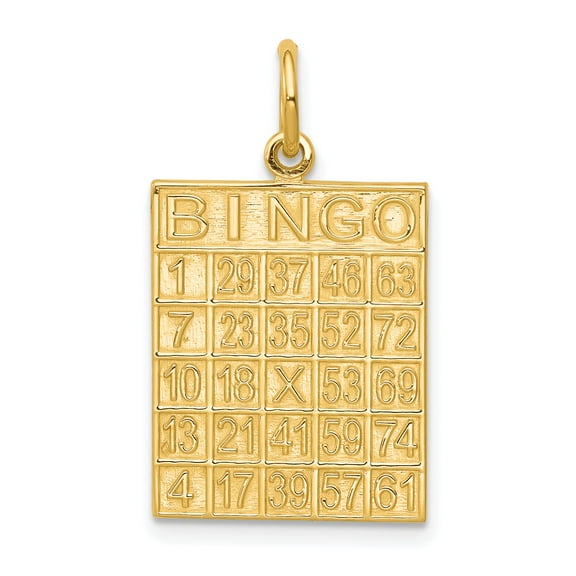 10K Yellow Gold Bingo Card Charm Polished Jewelry