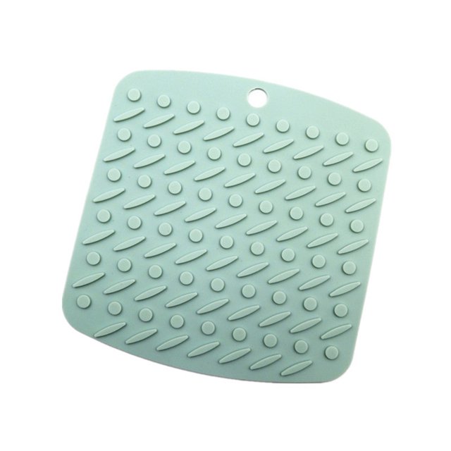 EeaseMX Almohadilla aislante de silicona multifuncional, almohadilla aislante térmica, mantel individual antideslizante para mesa de cocina, tapete para tazas, bandeja para ollas (verde claro)