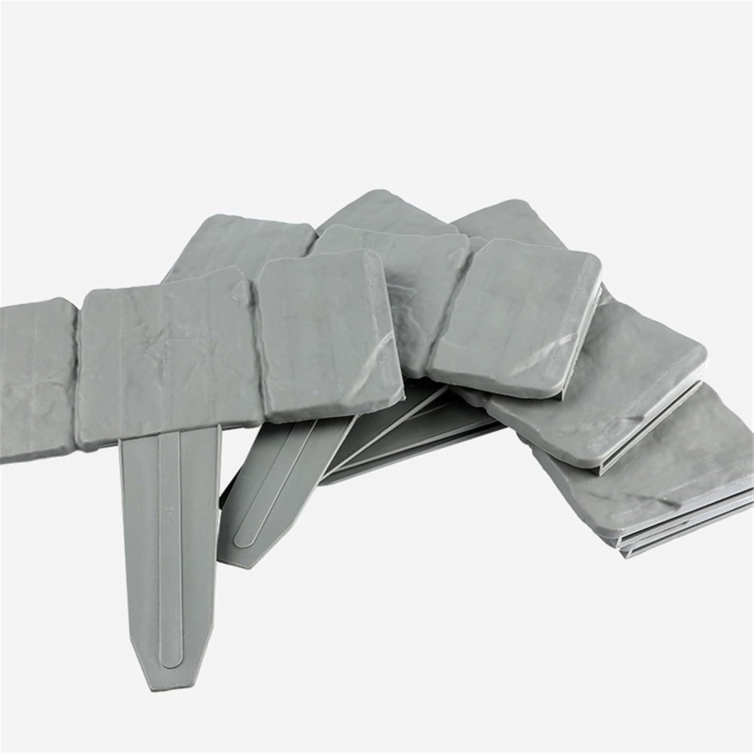Imitation Stone Garden Fence,Stone-Like Garden Edging Border,Stone Landscape Edging,Landscape Decor Decorative Panels Flower Bed Path Lawn Outdoor Picket Yard Grass Edge (Grey, 20PC)