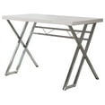 thumbnail image 2 of Jade Home & Office Workstation Computer Desk, White Wood Top & Chrome Metal Base, Modern, 2 of 4