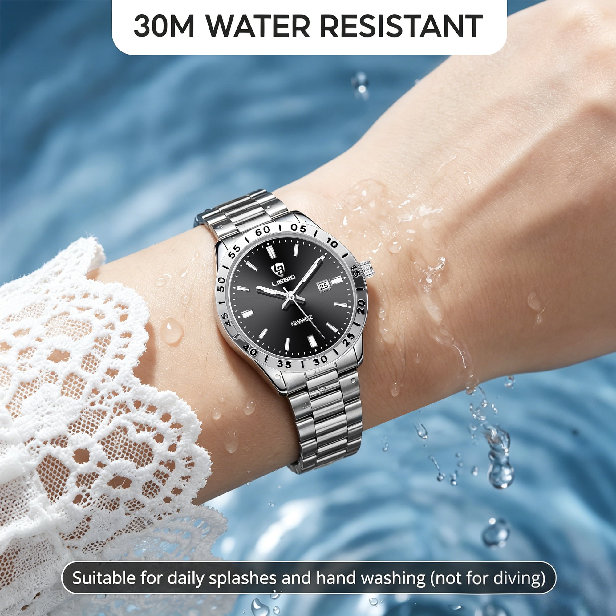 SKMEI Watches for Women Luxury Dress Analog Quartz Women Wristwatch Waterproof Luminous Date Stainless Steel Ladies Watch