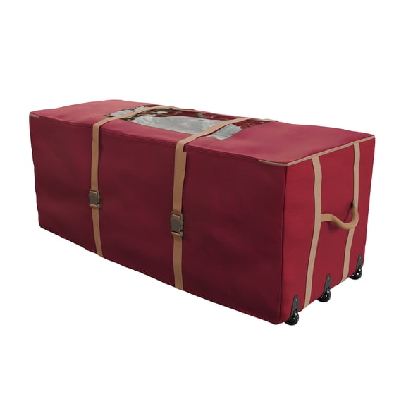 Elf Stor Red Rolling Christmas Tree Storage Duffel Bag w/Window for 9 Ft Tree