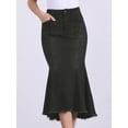 thumbnail image 2 of DARING DIVA Women's Raw Hem Fishtail Midi Skirt with Pockets XS Black, 2 of 6